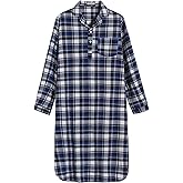 Latuza Men's Cotton Flannel Nightshirts Long Sleeve Night Gown