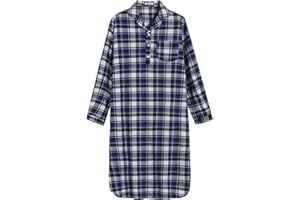 Latuza Men's Cotton Flannel Nightshirts Long Sleeve Night Gown