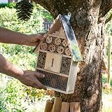 Navaris XL Wooden Insect Hotel - Natural Wood Habitat for Bees & Butterflies view 8