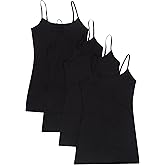 4 Pack Active Basic Women's Basic Tank Tops,Black ,L