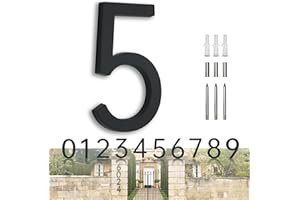HANPIU Modern Black Metal House Numbers 7x4.3in Floating or Flush Mount, Street, House, Parking Space, Commercial Building