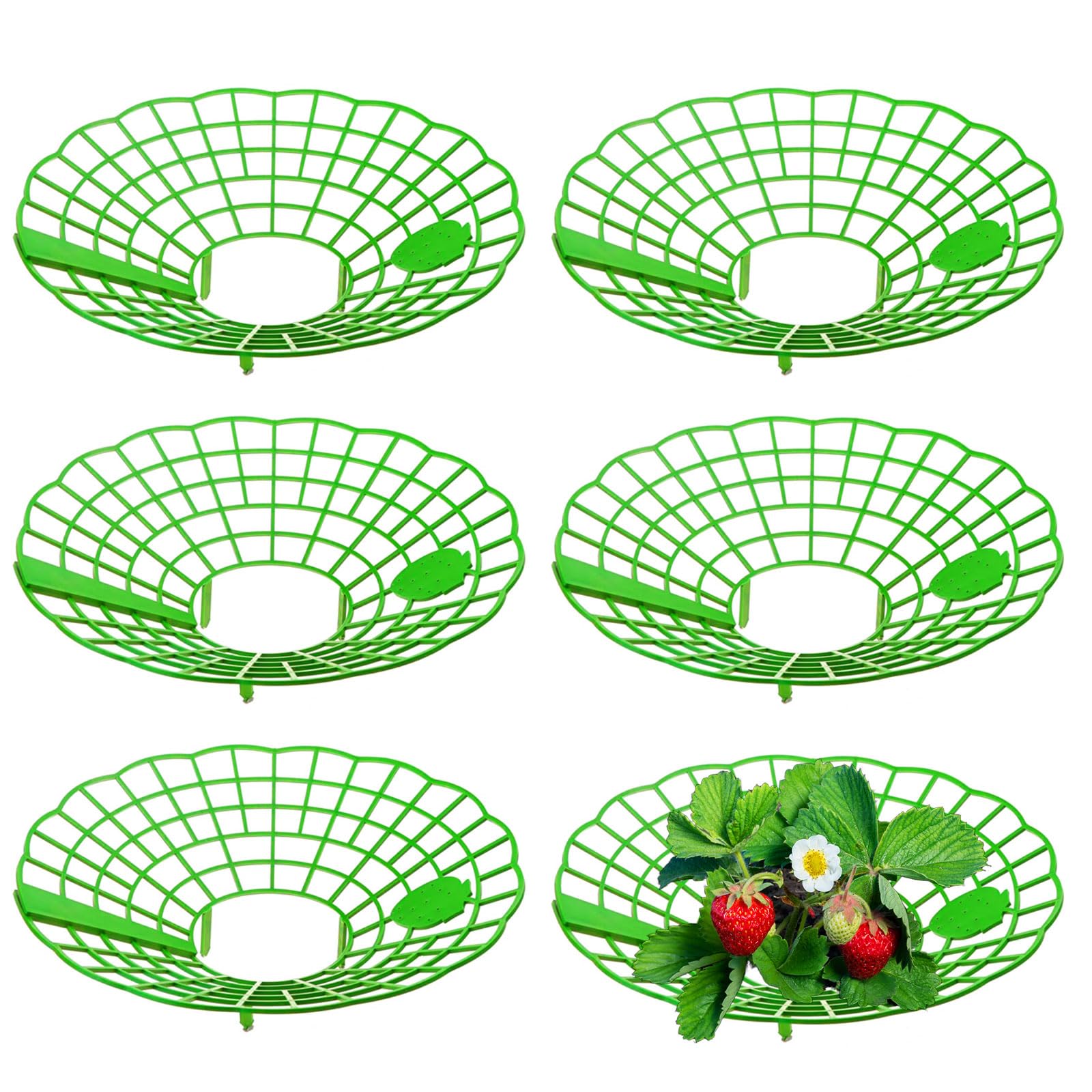 YIAJIA 6Pcs Strawberry Supports,Adjustable Strawberry Growing Racks Plant Growing Frame for Greenhouse Strawberry Potted Plants,Petal-shaped Strawberry Mats Keeping Fruit Avoid Ground Rot