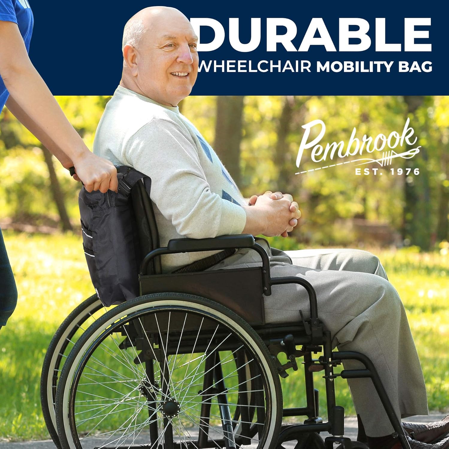 Pembrook Wheelchair Mobility Tote Bag - Travel Accessories Storage Side or Back Bag - Fits Most Walker, Scooter, Seat/Chair, Rollator or Electric Wheelchairs - for Seniors, Elderly & Medical Nurses: Health & Personal Care