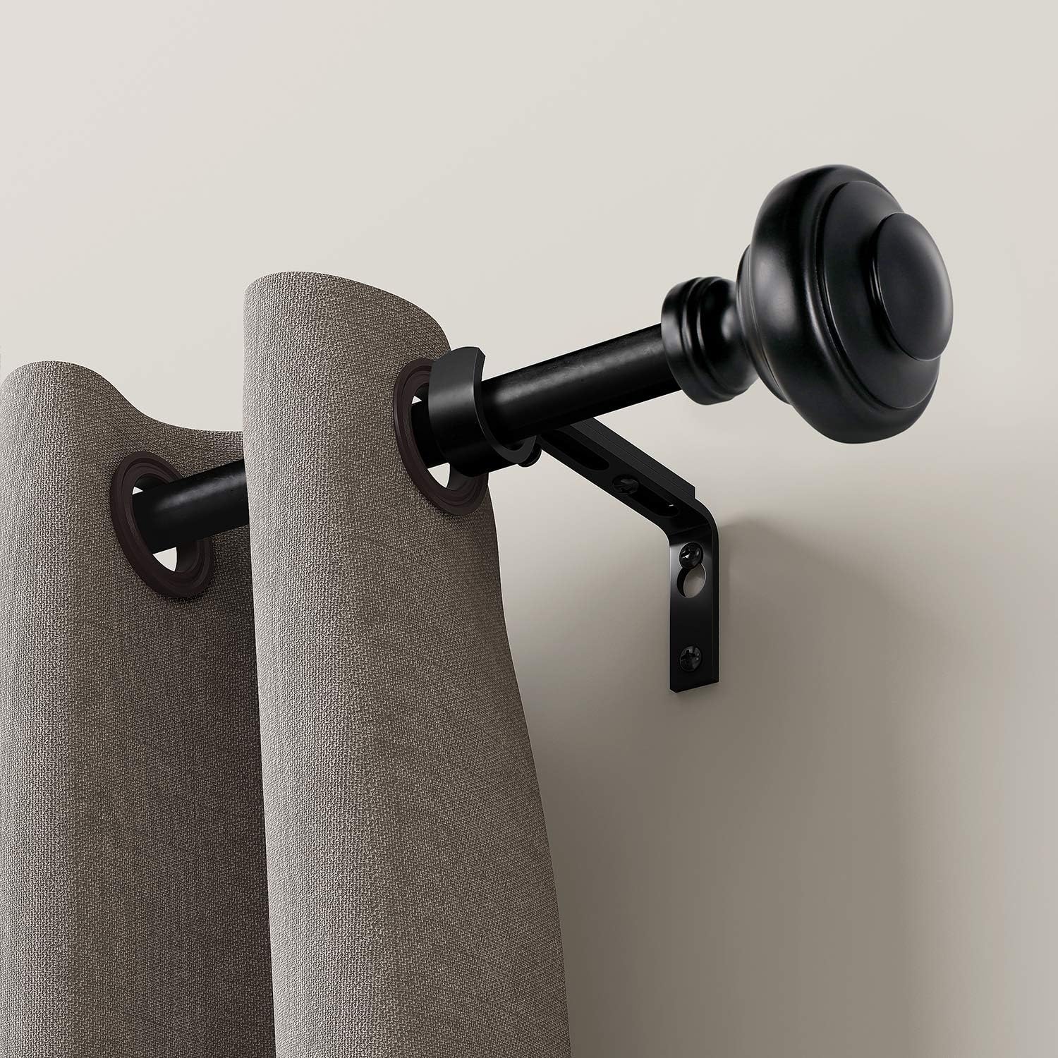 BOBOMOMO 2 Pack Adjustable Curtain Rod 3/4" Single Window Rod 28"-48" with Twisting Finials Black Drapery Rod of Window Treatment (Black, 28-48): Home & Kitchen