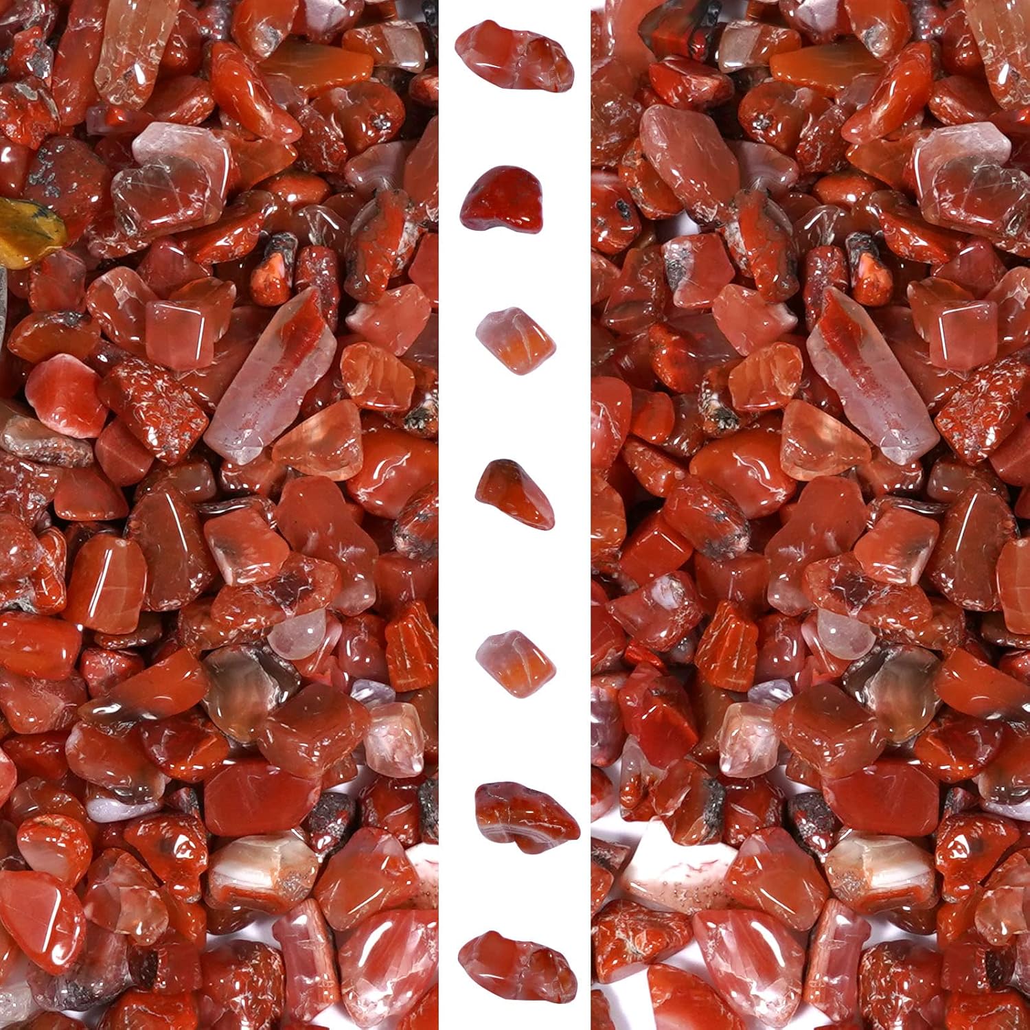 Vase Fillers - gemshan 2lb Carnelian Chips Natural Crushed Crystal Chip Bulk 7mm-9mm Tumble Healing Crystal Stone for Aquarium Vase Plant Decoration Jewelry DIY