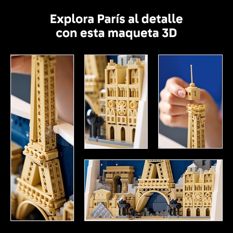 Architecture París: Ciudad del Amor - Maqueta 3D de Miniatura para Adultos - Decoración de Pared para el Hogar con Iconos Parisinos Inc. Torre Eiffel y Notre Dame - Regalo para Viajeros 21064 — foto 6 de 8