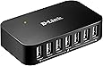 D-Link 7-Port USB 2.0 Hub including 7 Fast Charging Ports, mini USB 2.0 Port  and 5V/3A Power Adapter (DUB-H7)