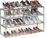 SONGMICS 3-Tier Shoe Rack Storage Organizer Grey 30 x 92 x 55 cm LSA303G01