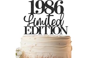 EONNCNT Limited EDITION 1986 Cake Topper - Black Glitter Happy 39th Birthday Party Cake Decoration Supplies, Cheer to 39 Years Cake Bunting Decor for 39th Birthday Party Photo Booth Props