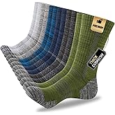 Heatuff Mens Crew Socks, 6 Pairs Cotton Boot Cushioned Socks，Moisture-Wicking Work Hiking & Athletic Outdoor Socks