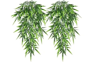 QUOZUO Bearded Dragon Tank Accessories Terrarium Plants, 2 Pack Reptile Hanging Plants Artificial Ferns Ivy, Reptile Tank Accessories for Bearded Dragon Lizard Snake Terrarium Decor