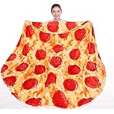 mermaker Pepperoni Pizzas Blanket 71 inches for Adult Kids, Realistic Pizzas Throw Blanket Funny Gifts for Women Men Teen Boy Girl, 285 GSM Soft Flannel Food Blanket for Christmas Birthday Gifts-Red