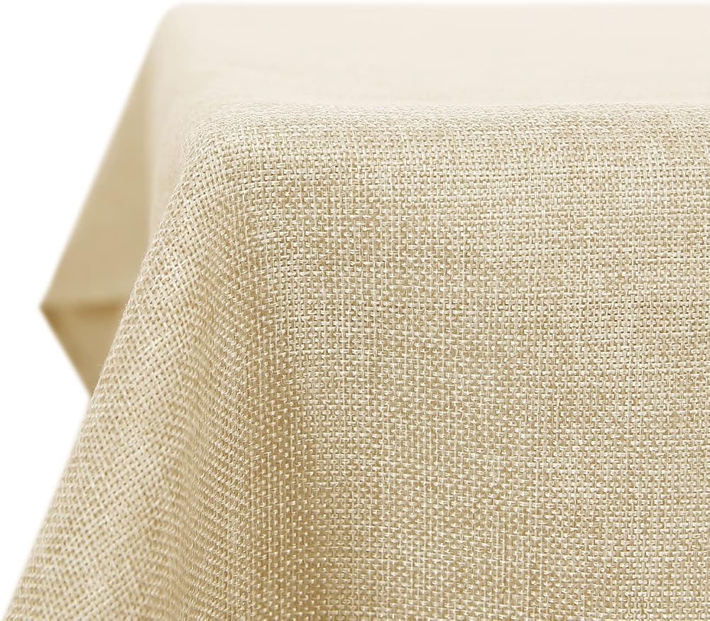 Deconovo Faux Linen Tablecloth Water Resistant 150x240 Beige