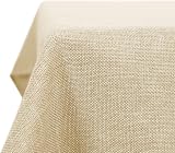Deconovo Faux Linen Tablecloth Water Resistant 150x240 Beige