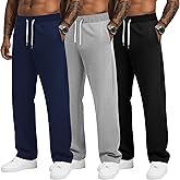 JoyMotion 3 Pack Men's Big and Tall Baggy Sweatpants Wide Leg Drawstring Loose Athletic Workout Casual Pants with Pockets