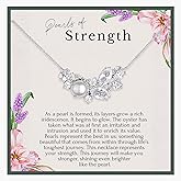 HOPE LOVE SHINE Infertility Warrior Necklace - Encouragement Gifts for Women - Pearl of Strength Gift for Women - Motivational Strength Pearl Crystal Sterling Silver Necklace