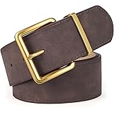 XZQTIVE Women Wide Chunky Belt for Dresses Fashion Thick Suede Belt with Gold Buckle