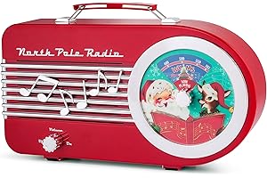Mr. Christmas Vintage North Pole Radio Holiday Jukebox Christmas Decoration Music Box, Plays 9 Classic Carols, 10.5 Inches, Red