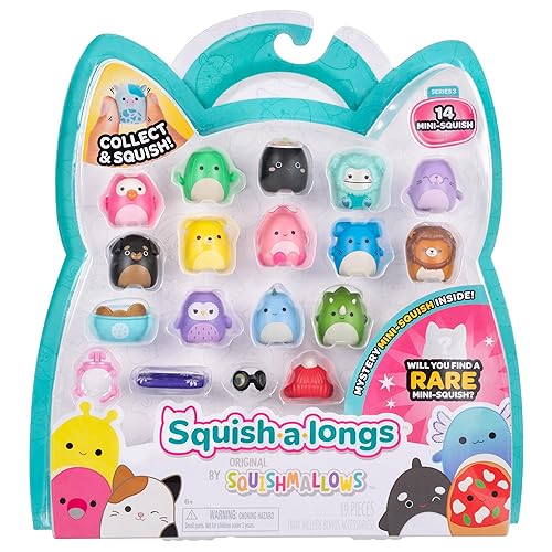 Squish-a-longs Mini-Squish 14-Pack (Wave 3, Style 2) - Sushi, Dodo Bird, Cuttlefish, mystery Mini-Squish and more