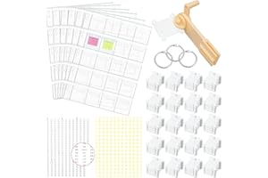 Humyoun 132 Pcs Embroidery Floss Organizer 6 Cross Stitch Thread Storage Binders Pages 120 Hard Plastic Floss Bobbins 1 Bobbin Winder 2 Stickers 3 Loose Leaf Binder Rings for Embroidery Sewing Storage