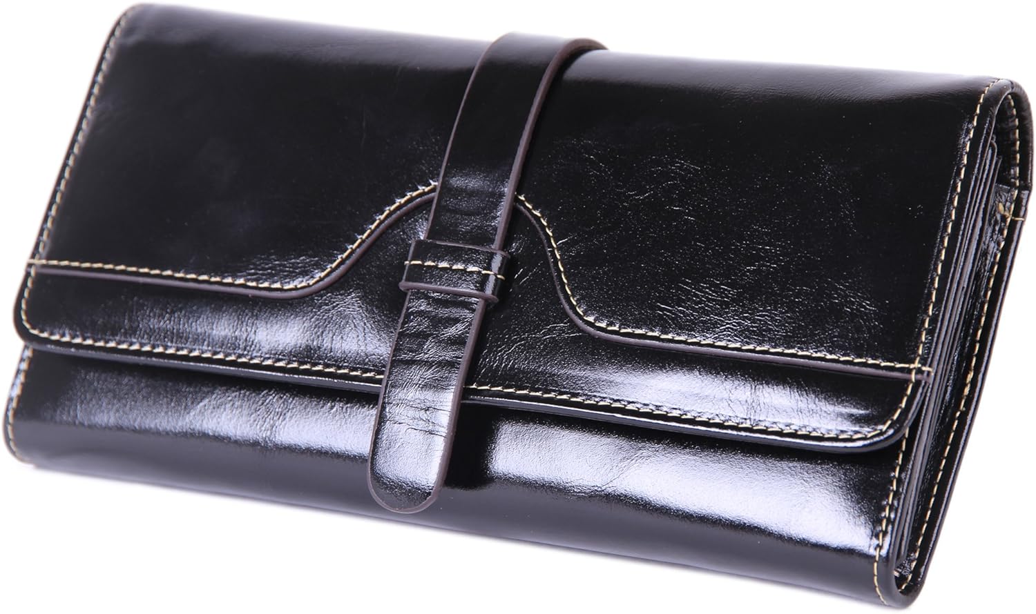 Womens Leather Purse Ladies Trifold Wallet With ID Card