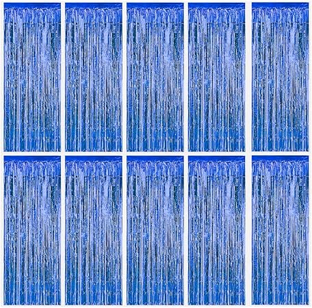 Amazon Co Jp Hantier 10枚セット ホイルカーテン タッセルカーテン キラキラ メタリックフリンジカーテン ウェディング 結婚式 誕生日 イベント パーティー装飾 写真背景 飾り付け ブルー10 おもちゃ