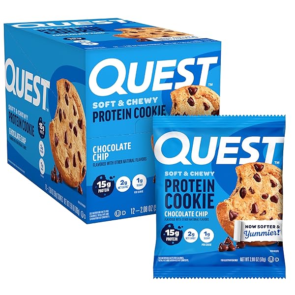 QUEST NUTRITION CHOCOLATE CHIP PROTEIN COOKIE, 15G PROTEIN,...