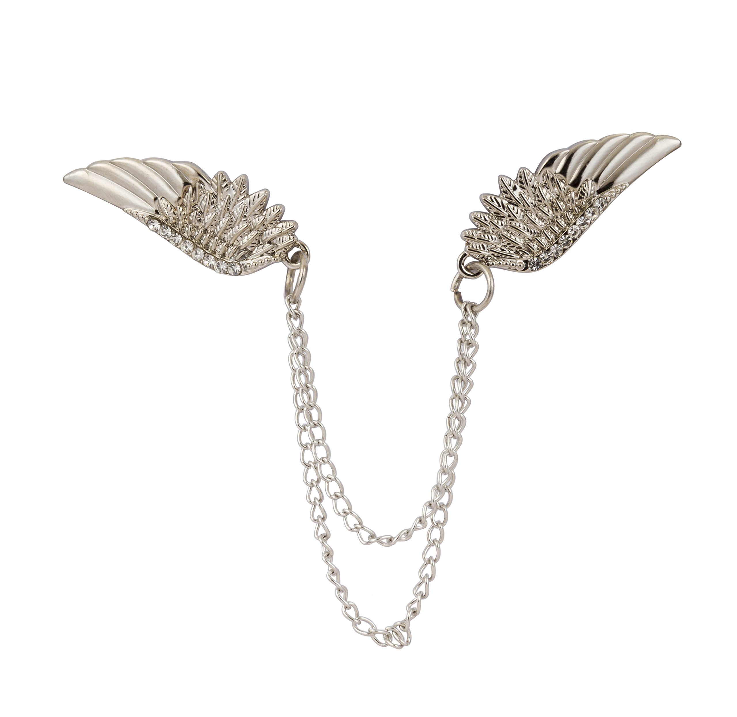 Brooch Lapel Pin for Men Silver Angle Wings Lapel Pin Silver Badge Coat Suit Wedding Gift Party Shirt Collar Accessories