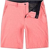 Brickline Mens Shorts for Men, Hybrid Casual Golf Dress Flat Front Quick Dry Stretch Board Shorts, Lightweight Chino Short Red - 50