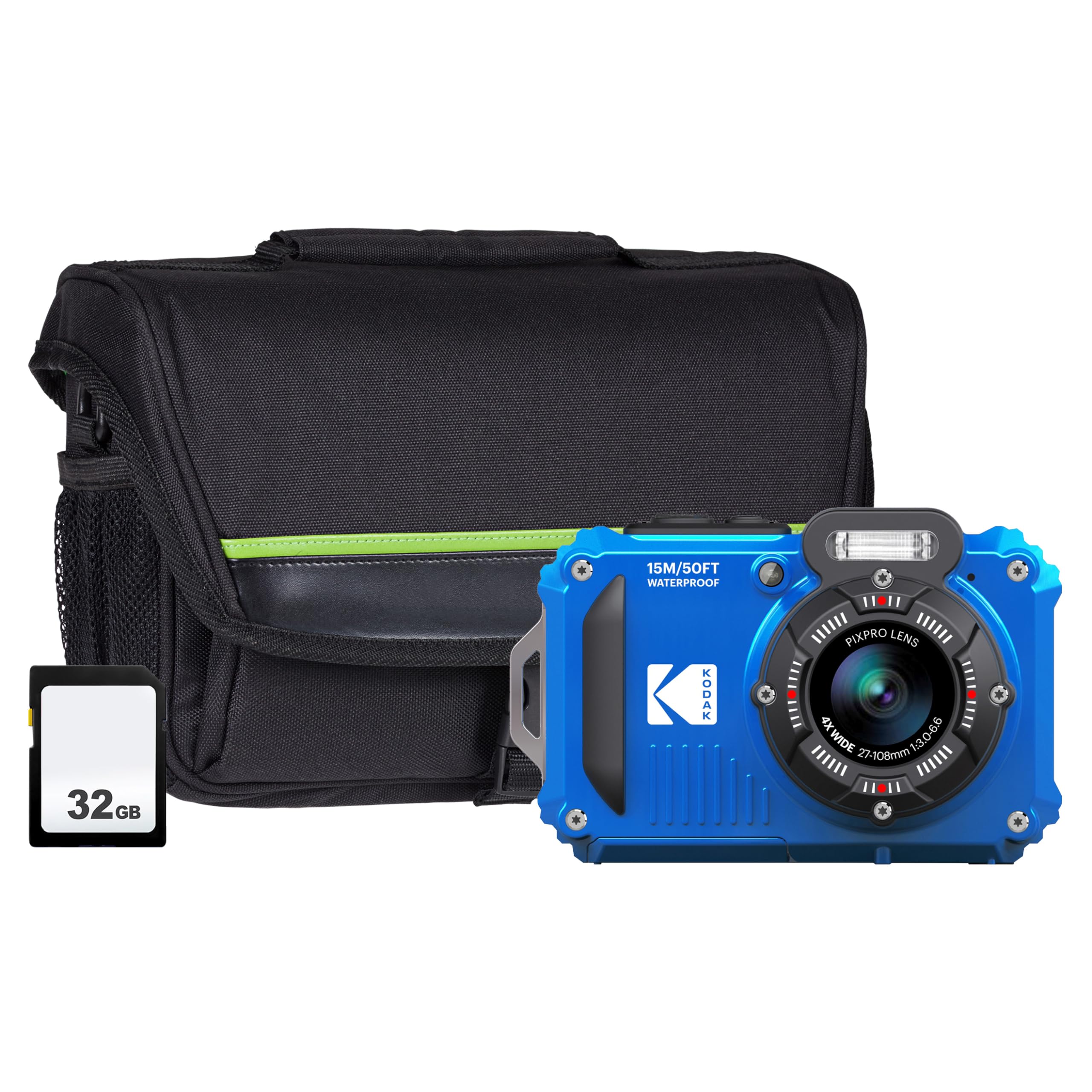 Kodak PIXPRO WPZ2 Camera inc Shoulder Bag with Compartment & 32GB MicroSD - Blue