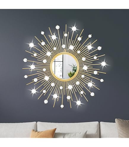 ✨ Espejo Colgante Selenita Sunburst: Decoración Art Deco Hecha A Mano Desde India | Regalo único Para Sala O Baño