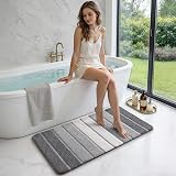 DEXI Bath Mat 60 x 90 cm Grey Extra Soft Microfiber Non-Slip view 8