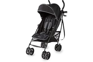 Summer Infant 3Dlite+ Convenience Stroller, Lightweight Umbrella Stroller with Oversized Canopy, Extra-Large Storage and Compact Fold, Black