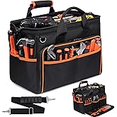 Heavy Duty Tool Bag 17.3-Inch, 26-Pocket Large Tool Bags for Men Women with Adjustable Shoulder Strap,Waterproof, Foldable To