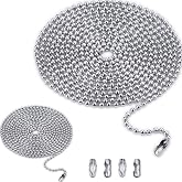 PPFEITOU 40inch 1.5mm beaded ball dog tag chain 2pcs with 4 connectors | 304 stainless steel beaded pull chain extension ball chain fluid art beaded