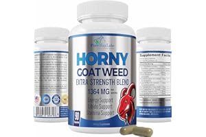 YUMMYVITE Horny Goat Weed 1590mg Extra Strength w. Maca, L-Arginine, Ginseng, Boost Performance, Stamina, Energy, Non-GMO Formula, 90 Capsules