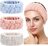 Chuangdi 3 Pieces Spa Headband Women Microfibre Fleece 35cm Circumference