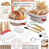 Sourdough Starter Kit, Sourdough Bread Baking Supplies, Cotton Rope Banneton Bread Proofing Basket Set with Sourdough Starter Jar for Bread Making Baking, Sour Dough Kit Tools Gifts for Bakers Women