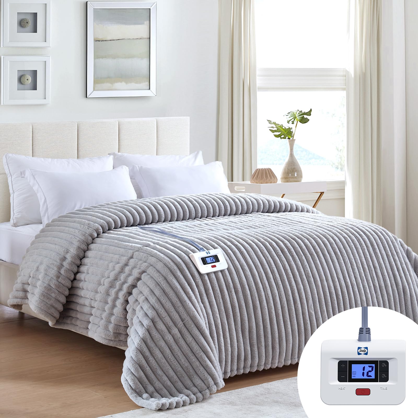View 1 of *MISSING PLUG* Blanket Full Size 72"*84",Super Cozy Faux Fur to Sherpa Reversible Heated Blanket Full Size with 10 Heating Levels & 1-12 Hours Auto Off Overheating Protection Machine Washable,Grey