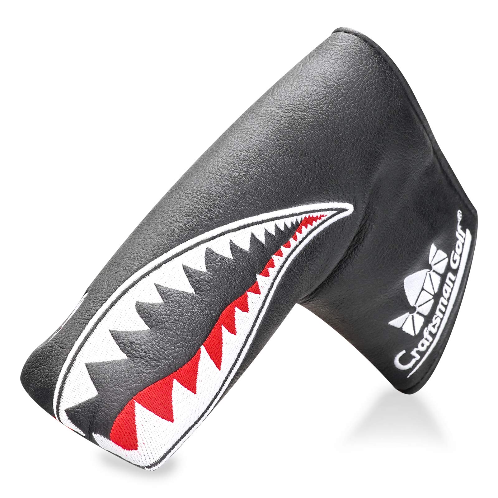 Craftsman Golf Black Synthetic Leather Shark Golf Blade Putter Cover Headcover