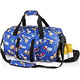 Acshio Gym Travel Duffle Bag, Carry On Gymnastics Sports Dance Bag with Shoes Compartment, Cartoon Car Pattern Overnight Weekender Bags for Fitness, Workout