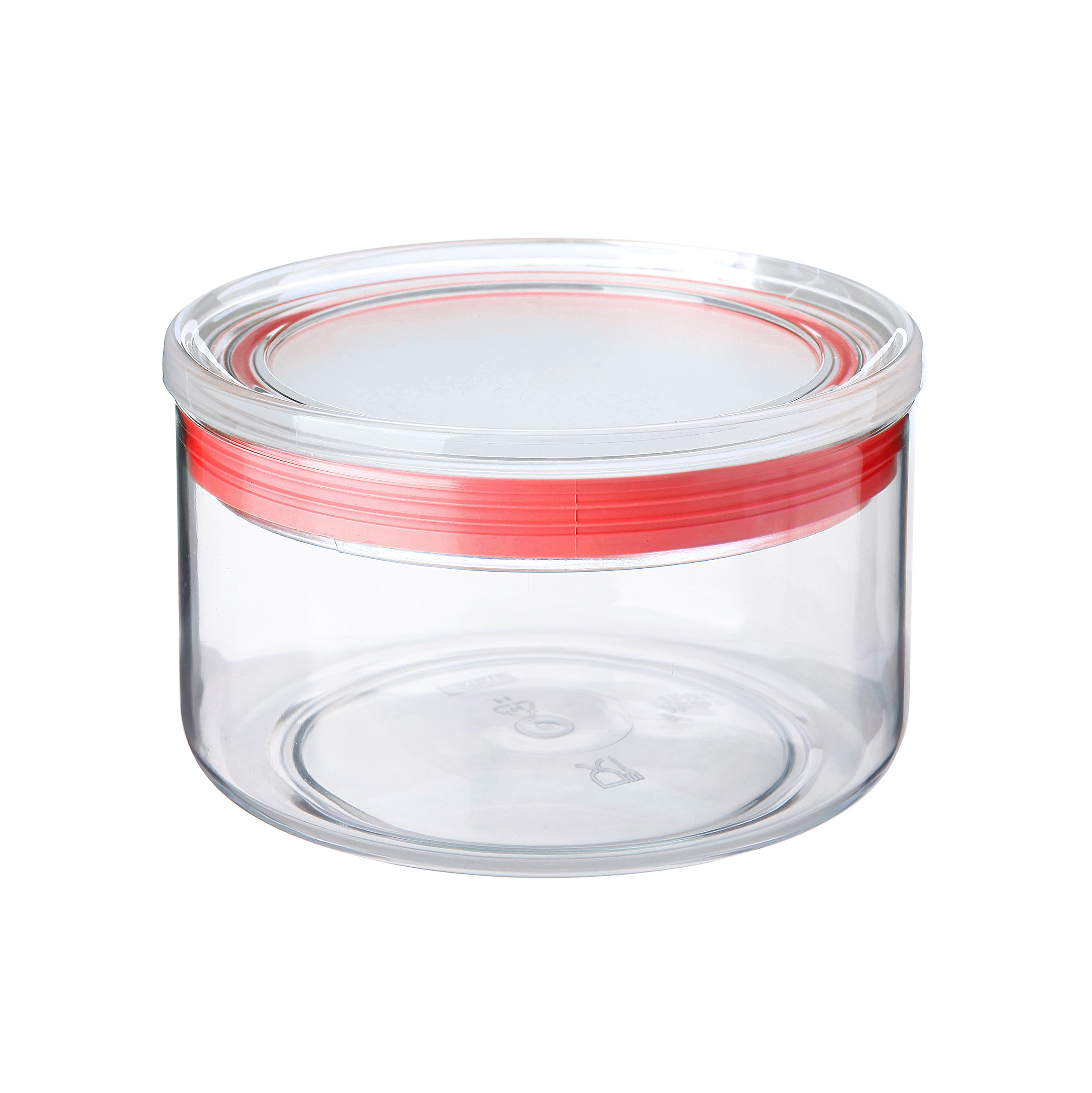 TATAY Kitchen Storage Container 0.5 L | Clear Kitchen Canister | Silicone Seal Lid | Stackable | BPA-Free Plastic | Dishwasher Safe | 12.5 x 12.5 x 8 cm, Red