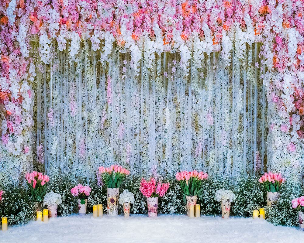 Haosphoto 7X5FT Floral Wall Backdrop for Photography Flower Backdrop Spring Garden Background for Baby Shower Girls Birthday Valentine's Day Bridal Shower Wedding Anniversary Photo Studio Props HS532
