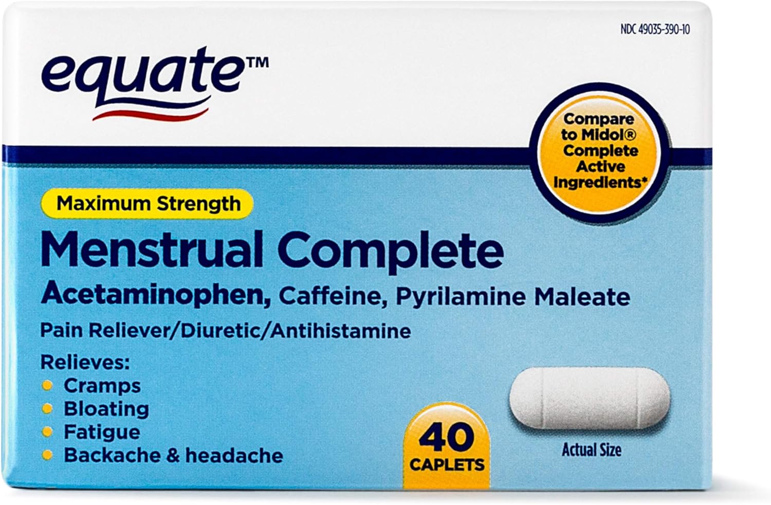 Amazon Com Equate Menstrual Complete 40 Caplets Compare To Midol Health Personal Care