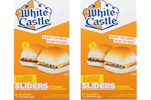 White Castle Cheeseburgers - Made with 100% Beef and American Cheese - 16 Grams of Protein - 16 Sliders - Ready Set Gourmet Donate a Meal Program - 2 Pack (8ct, 29.28 oz Each)