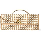 Joryin Woven Purse for Women Evening Clutch Woven Leather Handbags Crossbody Bag Purse Formal Evening Bag, Vegan Leather