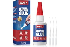 YAFLC Super Glue for Ceramic Repair, 30 g Ceramic Glue for Pottery, Super Glue for Plastic, Metal, Wood, Shoe, Rhinestone, Glass, Crafts DIY