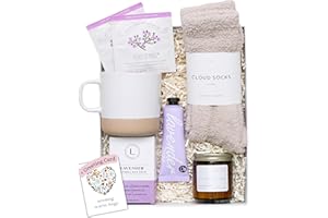 UNBOXME GIFTS Unboxme Lavender Spa Gift Set - Relaxation Gifts for Women with Candle & Bath Bombs - Perfect Self-Care Gift for Women, Birthdays, Christmas, Get Well Soon, or Valentine's Day