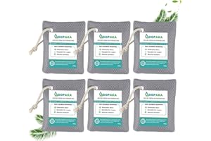 DOPAKA 6 Pack Activated Charcoal Odor Absorber. Nature Fresh Bamboo Charcoal Air Purifying Bag Home Closet Air Freshener Deodorizer and Moisture Eliminator, Purifier for Closet, Shoe, Car Air freshener
