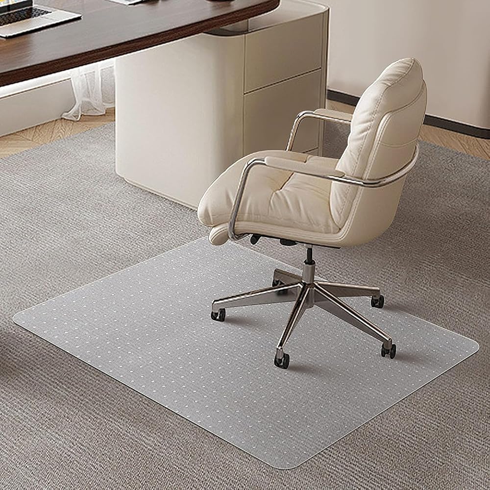 SHAREWIN Office Chair Mat for Carpet 120x90 cm Clear PVC Desk Carpet Mat